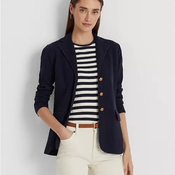 Lauren Ralph Lauren Jackets & Blazers - LAUREN RALPH LAUREN Blazer Cotton Jacket Knit Navy Cardigan medium